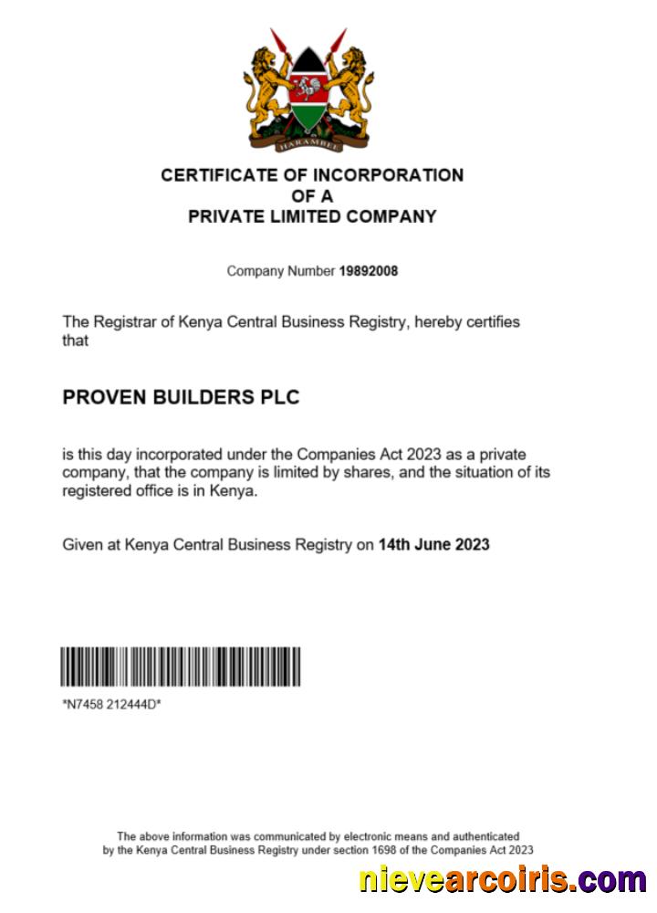 Kenya business registration certificate